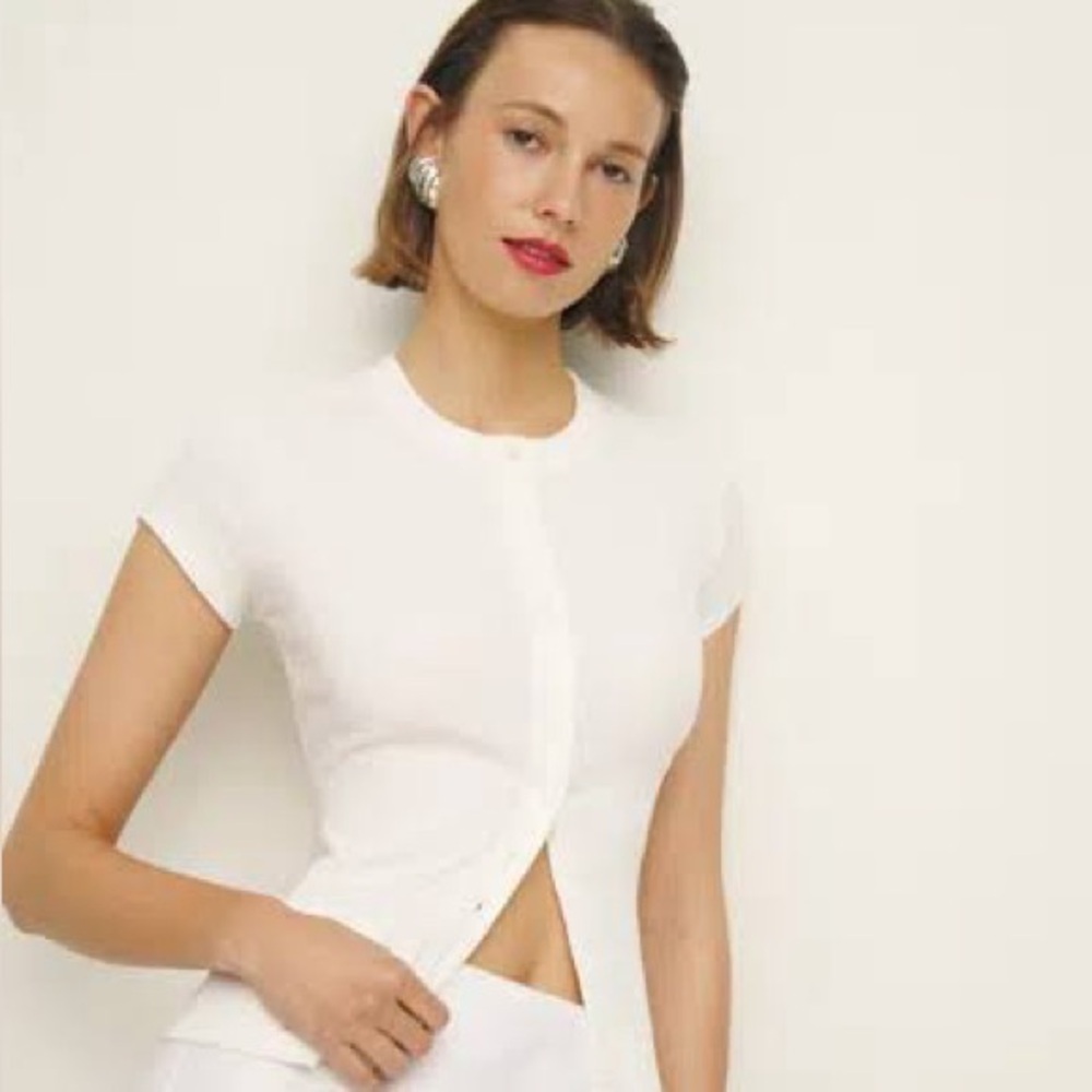 Reformation Raelynn Knit Top - Bleach